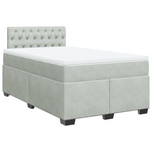 vidaXL cama box spring con colchón terciopelo gris claro 120x190 cm
