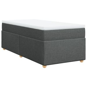 vidaXL cama box spring con colchón tela gris oscuro 90x200 cm