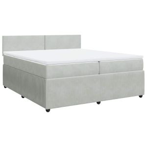 vidaXL cama box spring con colchón terciopelo gris claro 200x200 cm