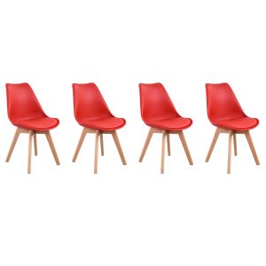 Conjunto de 4 cadeiras escandinavas nora vermelho com almofada