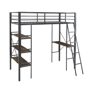 Cama de mezanino com secretária em metal <<raphaël>> - 190 x 90 cm - preto