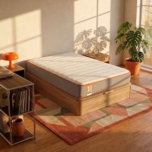 Colchão 150x200cm e sommier com arrumação wts rock natural 26cm montagem
