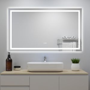 Espelho de casa de banho LED 120×70cm + bluetooth + anti-embaciamento