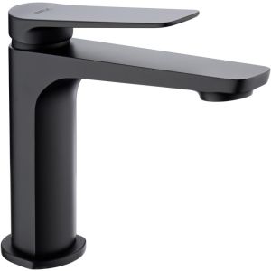 Torneira monocomando para lavatório em latão com acabamento preto-mate