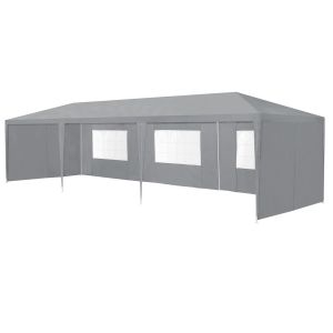 Tenda pavilhão de jardim wedau metal 900 x 300 x 255 cm cinzento escuro
