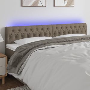 Cabeceira cama luzes LED tecido 180x7x78/88cm cinza-acastanhado ergft3441