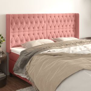 Cabeceira cama c/ abas veludo 183x16x118/128 cm rosa ptob2898