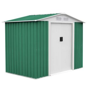Abrigo de jardim em metal 241x261x198 cm (6,3 m²) glasgow verde
