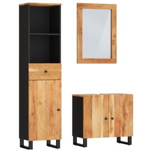 3 pcs conjunto de móveis p/ casa de banho acácia maciça