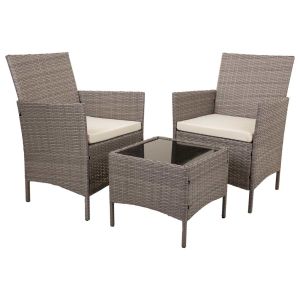 Conjunto de mesa e 2 poltronas cinza