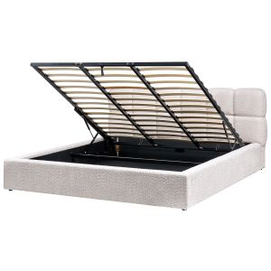 Sommier com arrumação baston bouclé creme claro 180 x 200 cm