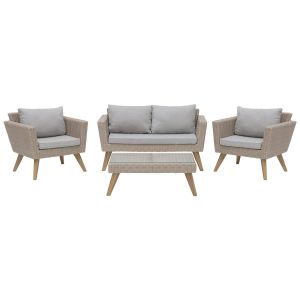 Conjunto de jardim com mesa 4 lugares vittoria rattan sintético cinzento