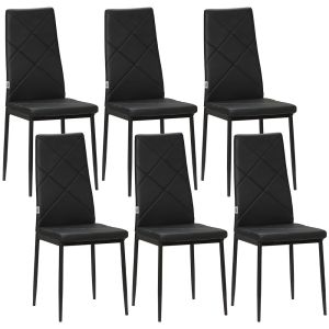 Conjunto de 6 cadeira 41x50x97cm espuma, aço e PVC Homcom, casa - cadeiras