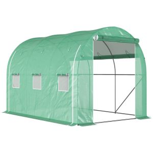 Estufa tipo túnel 296x196x200 cm aço galvanizado e pe color verde Outsunny