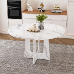 Mesa de jantar redonda branco mdf 76x120x120cm