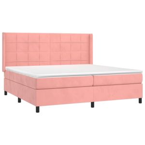 vidaXL cama box spring colchón y LED terciopelo rosa 200x200 cm
