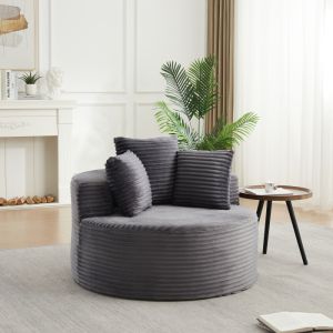 Poltrona redonda em cordão cinzenta 1 lugar 110 cm com 3 almofadas