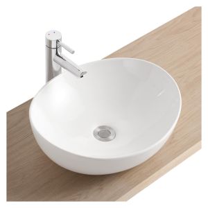Pia de cerâmica oval para bancada 42x37 cm anna