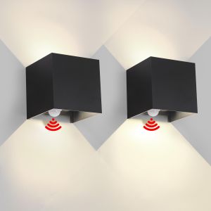 Luminária de parede com sensor impermeável 6 w 3000 k preto