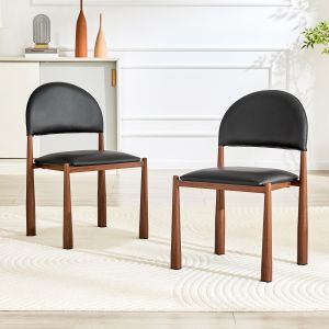 Conjunto de cadeiras de jantar em pu preto com estrutura metálica 80 cm