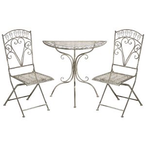 Conjunto bistro dobrável nurra metal cinzento