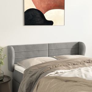 Cabeceira de cama c/ abas veludo 147x23x78/88 cm cinzento-claro ptob6472