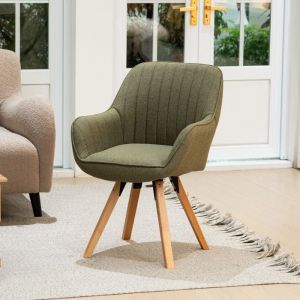Meubles cosy poltrona giratória tecido verde e pé em madeira de bétula, est
