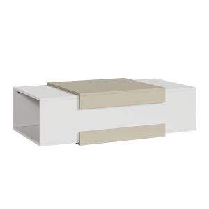 Mesa de centro eljak  2 compartimentos 110x57x31 cm branco/areia [en.casa]