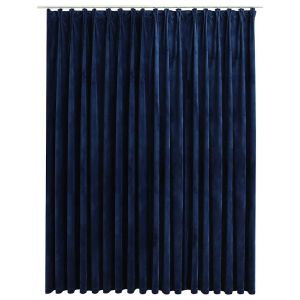 Cortina blackout com ganchos 290x245 cm veludo azul-escuro