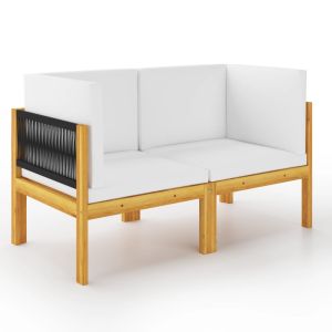 Banco de jardim 2 lugares c/ almofadões madeira acácia maciça pbk603724