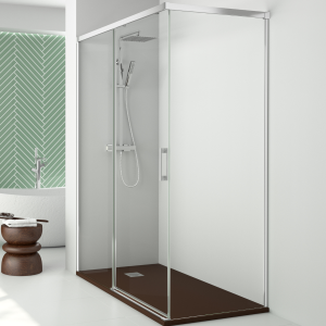 Ecrã de duche retangular frente 130 - lado 70 cm | cromo transparente