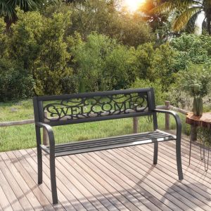 Banco de jardim 125 cm aço preto pt3498