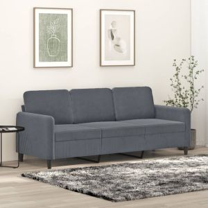 Sofá de 3 lugares 180 cm veludo cinza-escuro