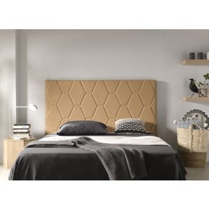 Cabeceira de cama em ágata de 90 cm em pele sintética cor camel, 115x115x8.