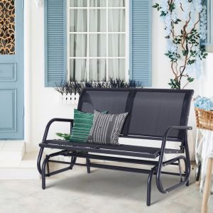 Banco balanço jardim 2 lugares preto metal 120cm
