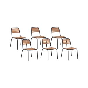 Conjunto de 6 cadeiras de jardim vallese madeira de acácia castanho