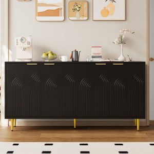 Aparador para sala 4 portas preto 80x160x40cm