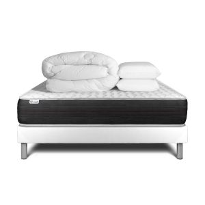 Pacote de cama completo - colchão 140x190 cm + estrado de molas com ripas (