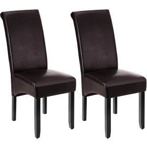 2 cadeiras de sala de jantar ergonómicas, símil cuero, estofadas capuchino