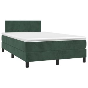 vidaXL cama box spring con colchón terciopelo verde oscuro 120x190 cm
