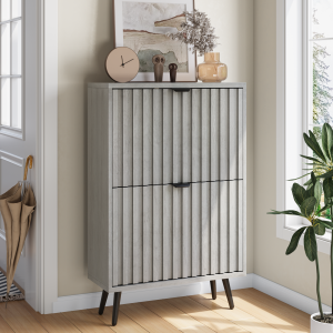 Sapateira com 2 portas basculantes cinzento