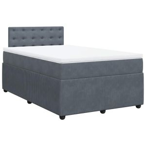vidaXL cama box spring con colchón terciopelo gris oscuro 120x190 cm