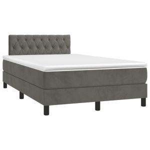 vidaXL cama box spring con colchón terciopelo gris oscuro 120x200 cm