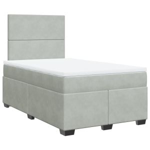 vidaXL cama box spring con colchón terciopelo gris claro 120x190 cm