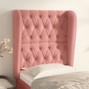 Cabeceira de cama c/ abas veludo 83x23x118/128 cm rosa ptob7784