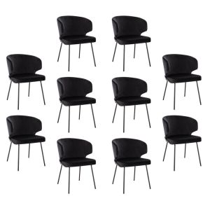 Silla de comedor de terciopelo amara - lote de 10 negro