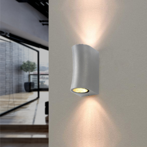 Candeeiro de parede LED ip44 prateado para 2 lâmpadas gu10 - silamp
