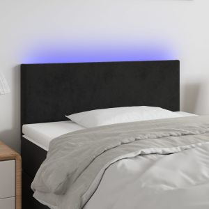 Cabeceira de cama c/ luzes LED veludo 90x5x78/88 cm preto ptob7090