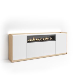 Aparador sala de jantar, 207x37x80cm, lareira eléctrica, LED rf4950