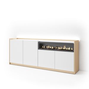 Aparador sala de jantar, 207x37x80cm, lareira eléctrica, LED rf4952